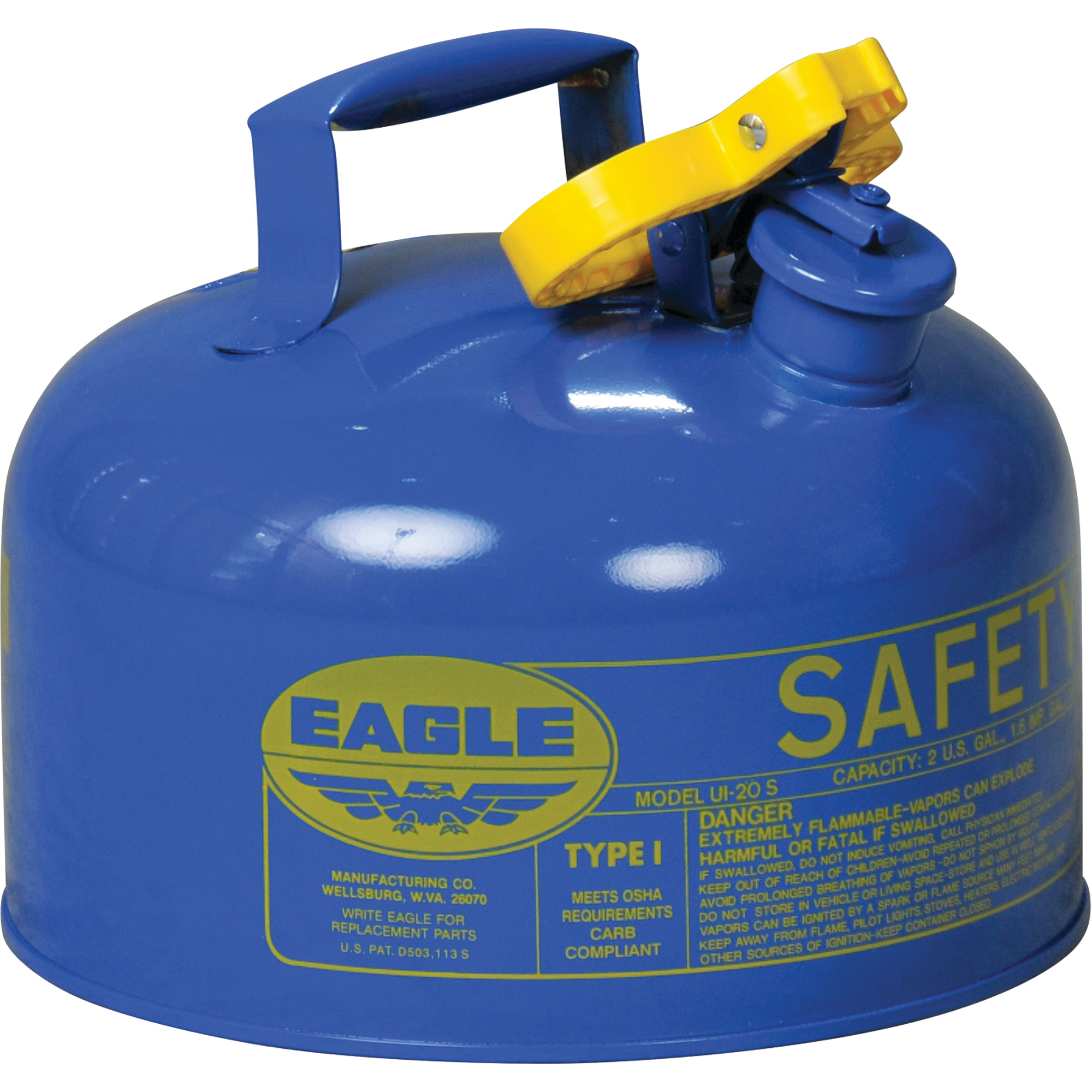 Bidon de sécurité pour le kérosène, Type I, Acier galvanisé, 2 gal. US, Bleu, Homologué FM/Listé UL/ULC