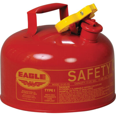 Bidon de sécurité pour les produits inflammables, Type I, Acier galvanisé, 2 gal. US, Rouge, Homologué FM/Listé UL/ULC