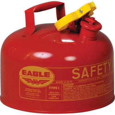 Bidon de sécurité pour les produits inflammables, Type I, Acier galvanisé, 2,5 gal. US, Rouge, Homologué FM/Listé UL/ULC