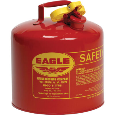 Bidon de sécurité pour les produits inflammables, Type I, Acier galvanisé, 5 gal. US, Rouge, Homologué FM/Listé UL/ULC