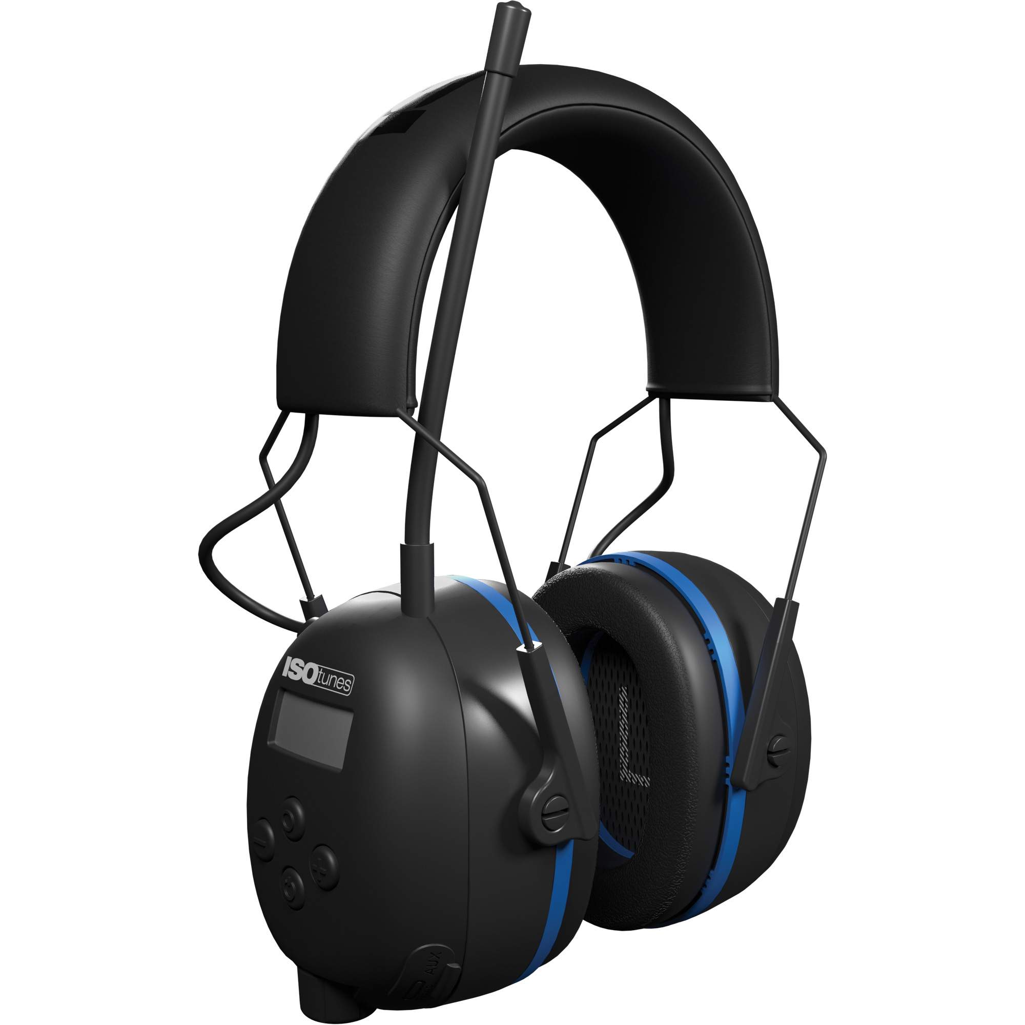 Écouteurs Bluetooth AM/FM Air Defender noir & bleu, Style Bandeau, 25 dB