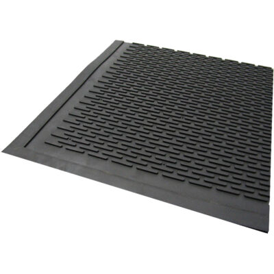 Tapis d’extérieur, Caoutchouc, Grattoir Type, Motif Plein, 3' x 5', Noir