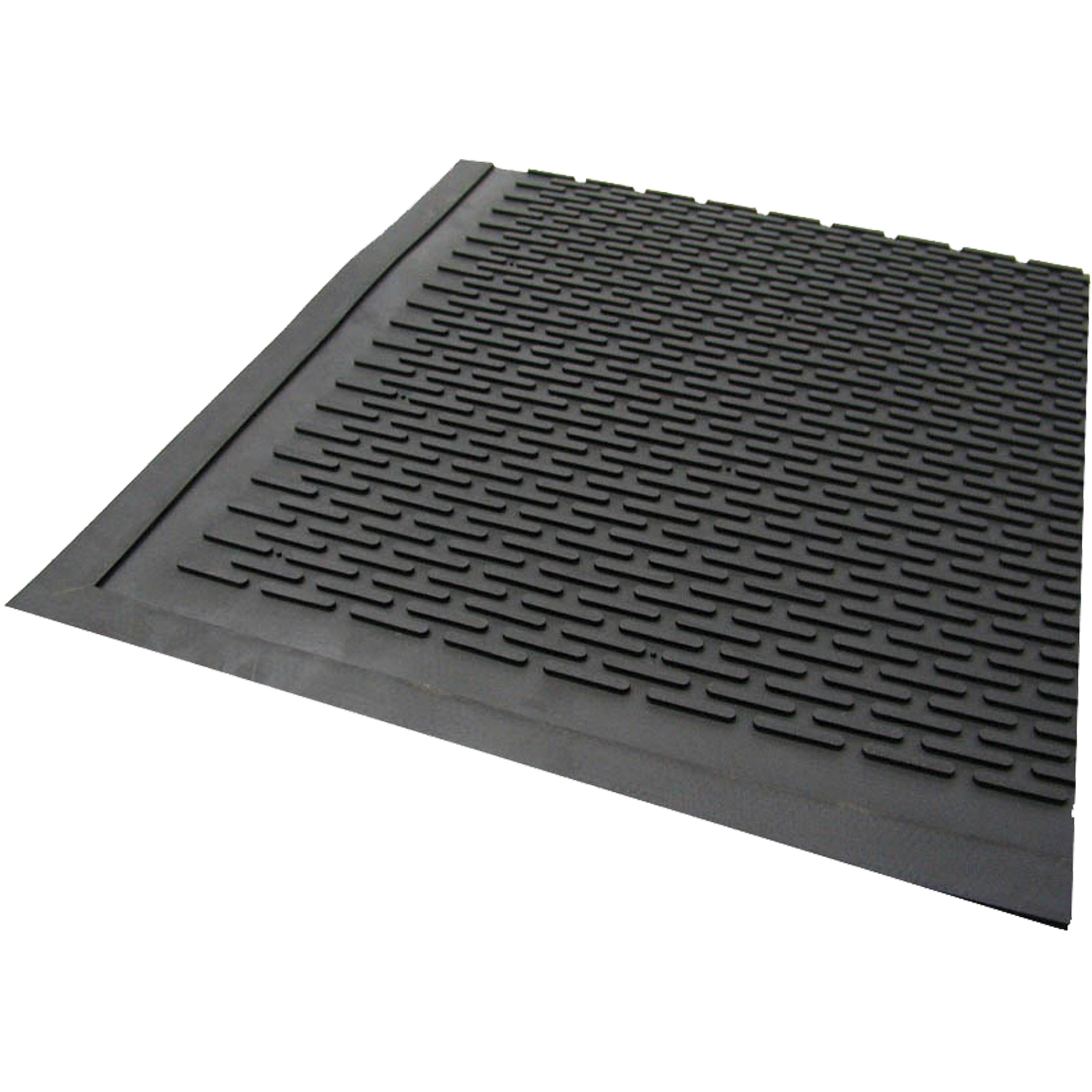 Tapis d’extérieur, Caoutchouc, Grattoir Type, Motif Plein, 3' x 5', Noir