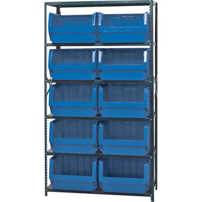 Élément de rayonnage avec bacs empilables, Acier, Sans boulons, Capacité 650 lb, 42" la x 18" p