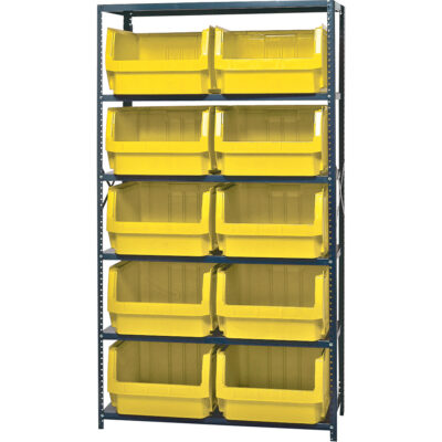 Élément de rayonnage avec bacs empilables, Acier, Sans boulons, Capacité 650 lb, 42" la x 18" p