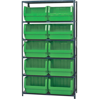 Élément de rayonnage avec bacs empilables, Acier, Sans boulons, Capacité 650 lb, 42" la x 18" p