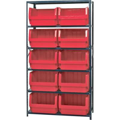 Élément de rayonnage avec bacs empilables, Acier, Sans boulons, Capacité 650 lb, 42" la x 18" p