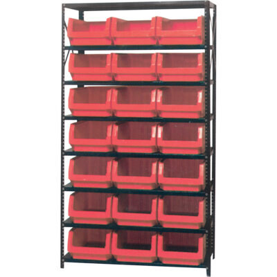Élément de rayonnage avec bacs empilables, Acier, Sans boulons, Capacité 650 lb, 42" la x 76" h x 18" p