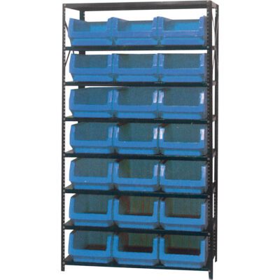 Élément de rayonnage avec bacs empilables, Acier, Sans boulons, Capacité 650 lb, 42" la x 76" h x 18" p