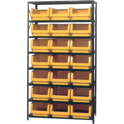 Élément de rayonnage avec bacs empilables, Acier, Sans boulons, Capacité 650 lb, 42" la x 76" h x 18" p