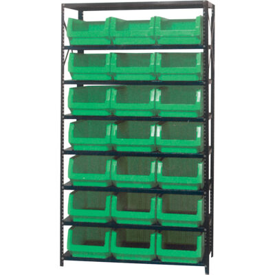 Élément de rayonnage avec bacs empilables, Acier, Sans boulons, Capacité 650 lb, 42" la x 76" h x 18" p