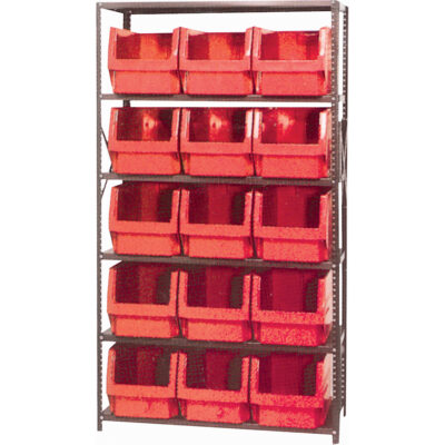 Élément de rayonnage avec bacs empilables, Acier, Sans boulons, Capacité 650 lb, 42" la x 76" h x 18" p