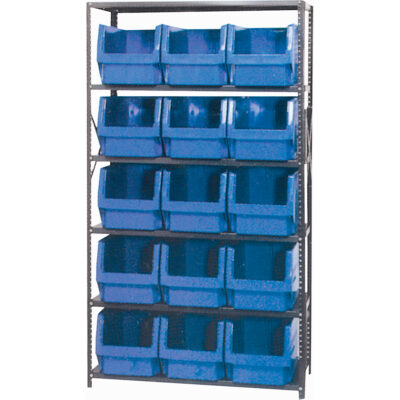 Élément de rayonnage avec bacs empilables, Acier, Sans boulons, Capacité 650 lb, 42" la x 76" h x 18" p