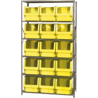 Élément de rayonnage avec bacs empilables, Acier, Sans boulons, Capacité 650 lb, 42" la x 76" h x 18" p