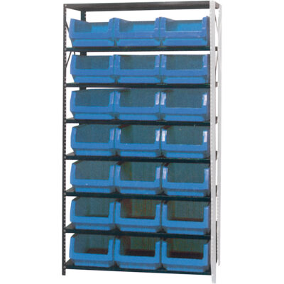 Élément de rayonnage avec bacs empilables, Acier, Sans boulons, Capacité 650 lb, 42" la x 76" h x 18" p