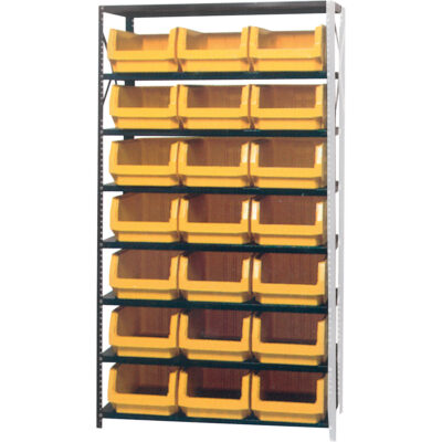 Élément de rayonnage avec bacs empilables, Acier, Sans boulons, Capacité 650 lb, 42" la x 76" h x 18" p