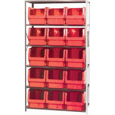 Élément de rayonnage avec bacs empilables, Acier, Sans boulons, Capacité 650 lb, 42" la x 76" h x 18" p