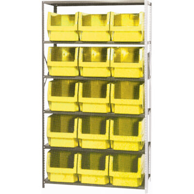 Élément de rayonnage avec bacs empilables, Acier, Sans boulons, Capacité 650 lb, 42" la x 76" h x 18" p