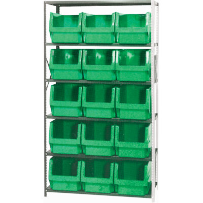 Élément de rayonnage avec bacs empilables, Acier, Sans boulons, Capacité 650 lb, 42" la x 76" h x 18" p