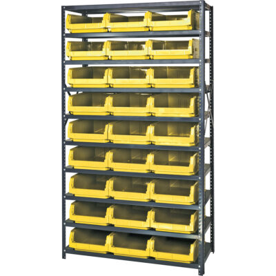 Élément de rayonnage avec bacs empilables, Acier, Sans boulons, Capacité 650 lb, 42" la x 76" h x 18" p