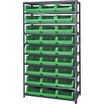 Élément de rayonnage avec bacs empilables, Acier, Sans boulons, Capacité 650 lb, 42" la x 76" h x 18" p