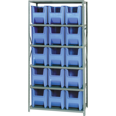 Élément de rayonnage avec bacs empilables, Acier, Sans boulons, Capacité 800 lb, 36" la x 75" h x 18" p
