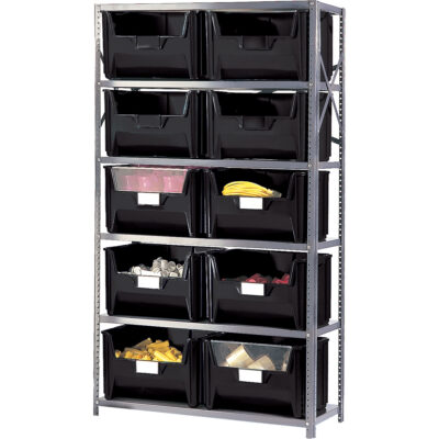 Élément de rayonnage avec bacs empilables, Émail, Sans boulons, Capacité 650 lb, 42" la x 76" h x 18" p