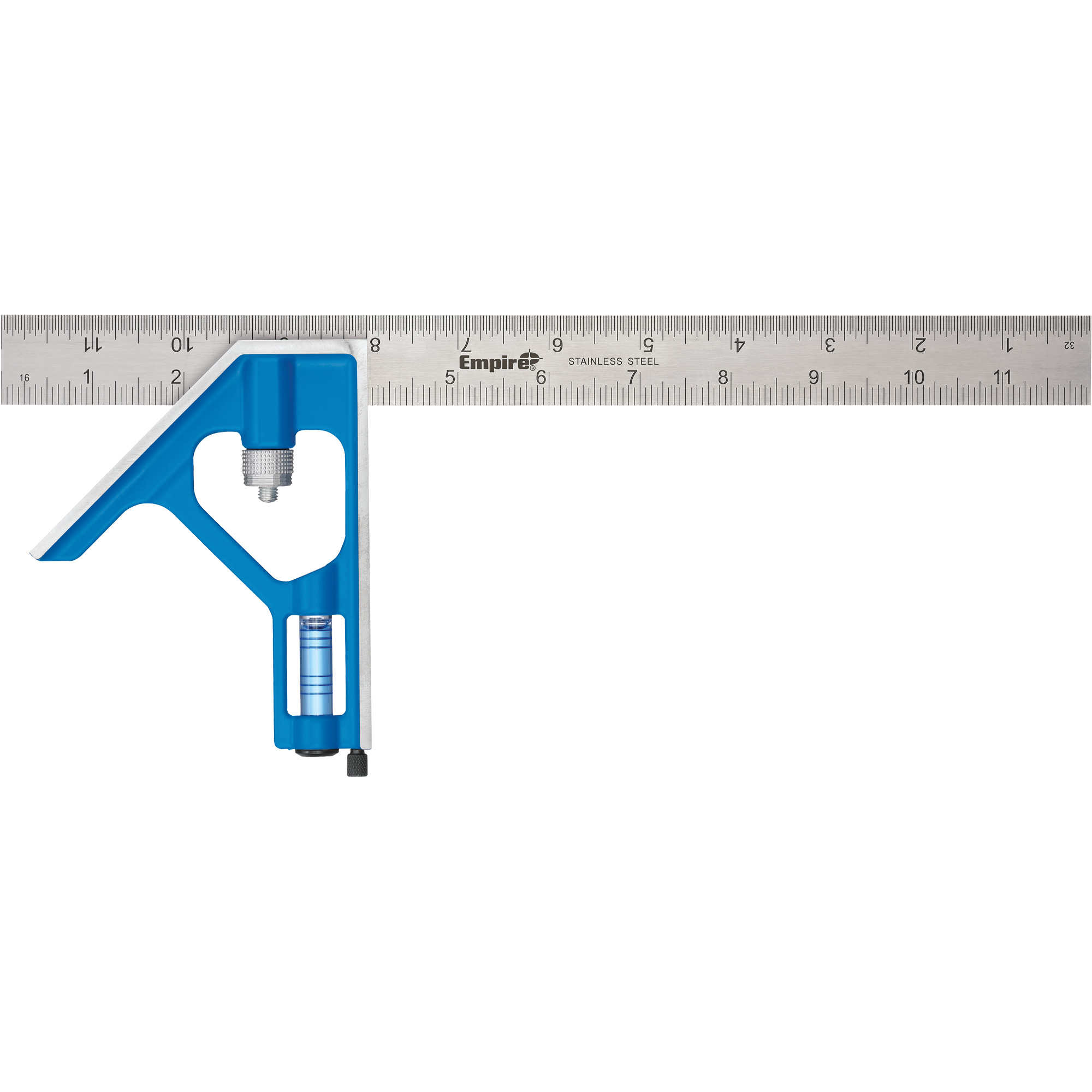 Équerre combinée True BlueMD, 12" lo, 1/16" Graduations, Acier, Ordinaire
