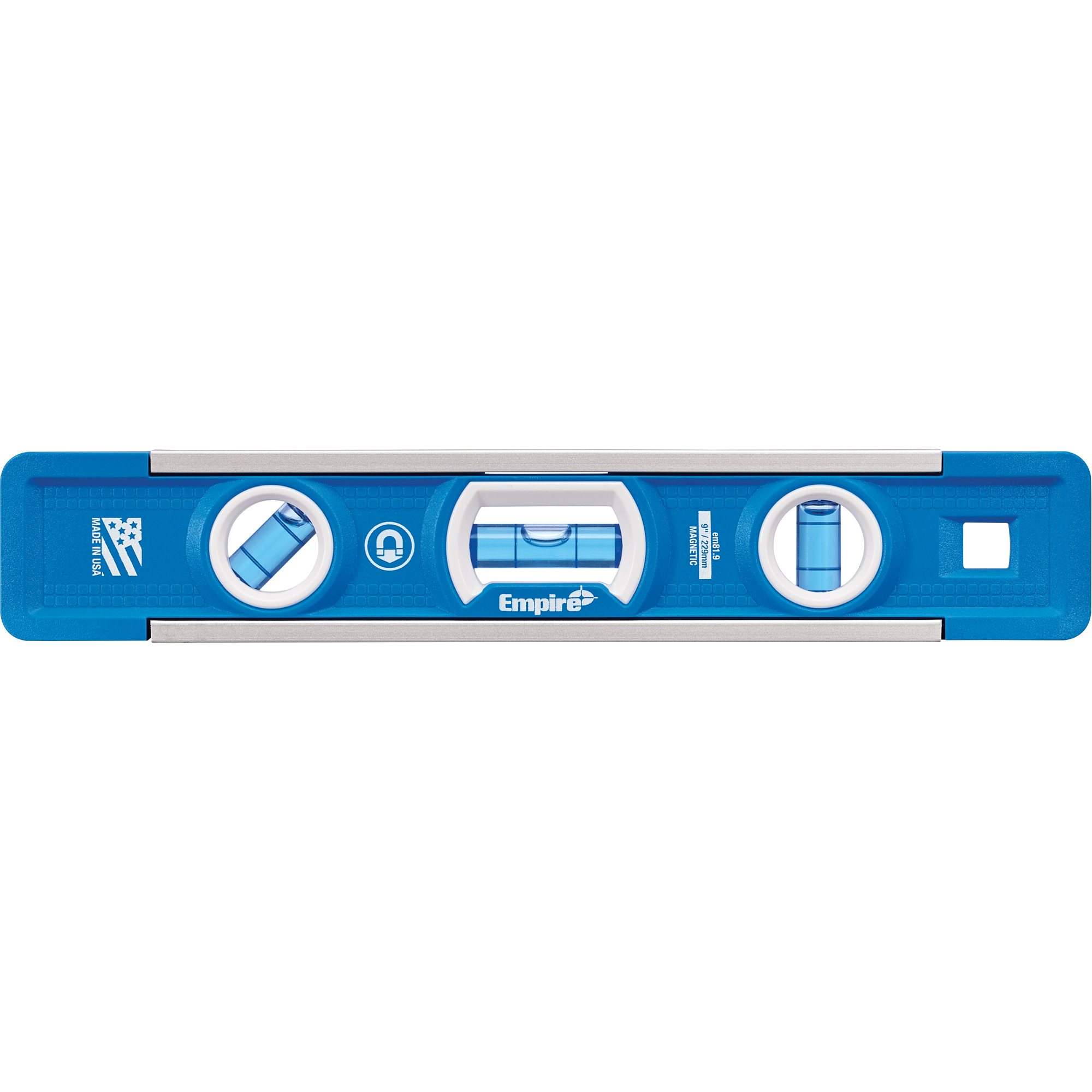 Niveau torpille True BlueMD, 9" lo, Aluminium, 3 fioles, Magnétique