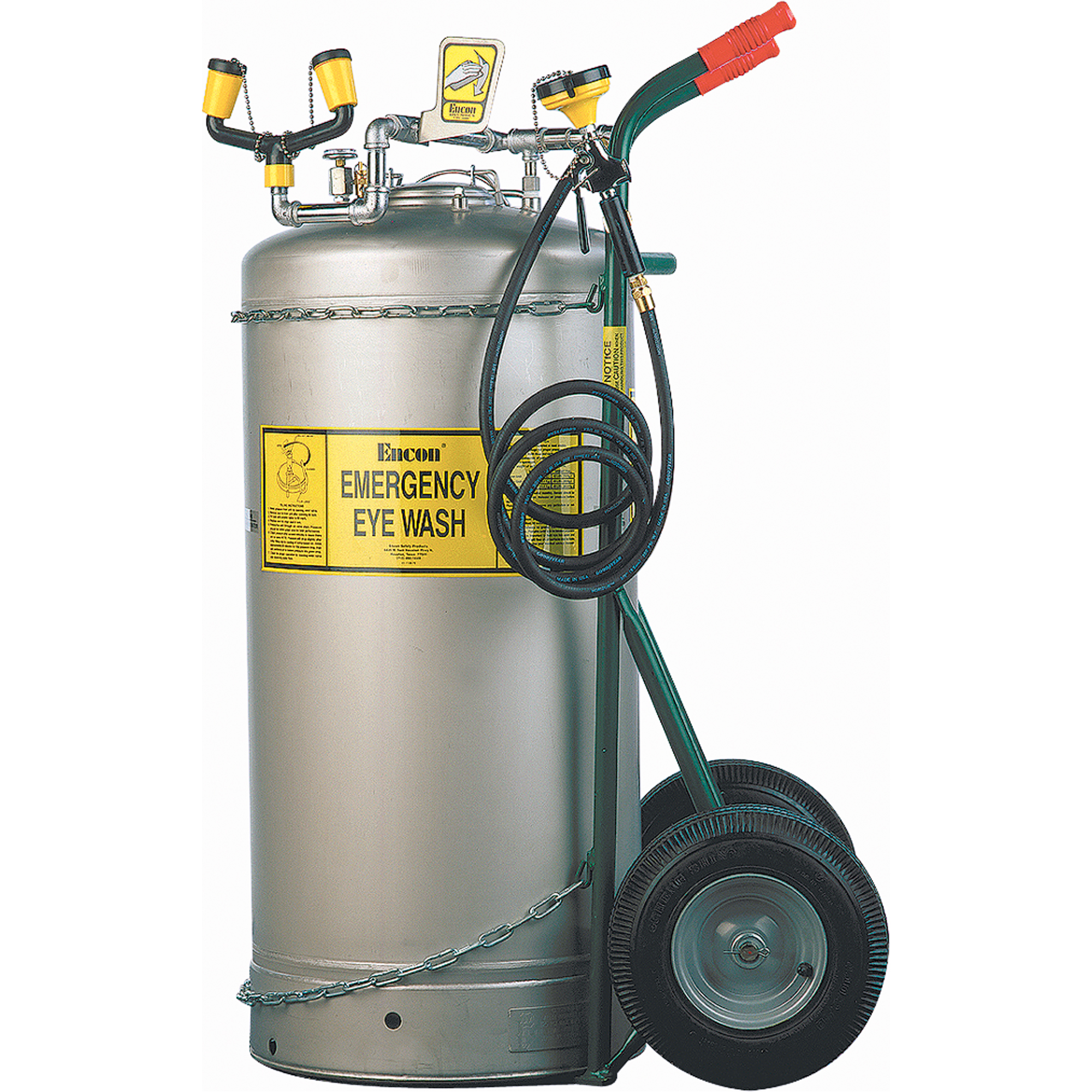 Douche oculaire autonome avec chariot, Pressurisé, Capacité 7 gal., Conformité ANSI Z358.1