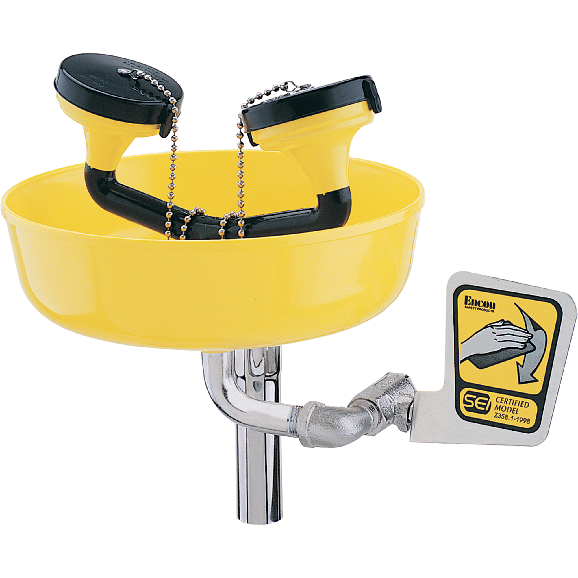 Poste de douche oculaire, Installation Support pour tuyau d'approvisionnement, Bol Plastique