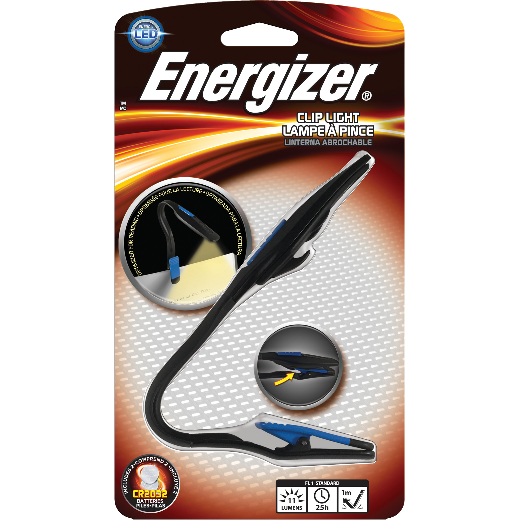 Lampe à pince, DEL, 11 lumens, Piles CR2032