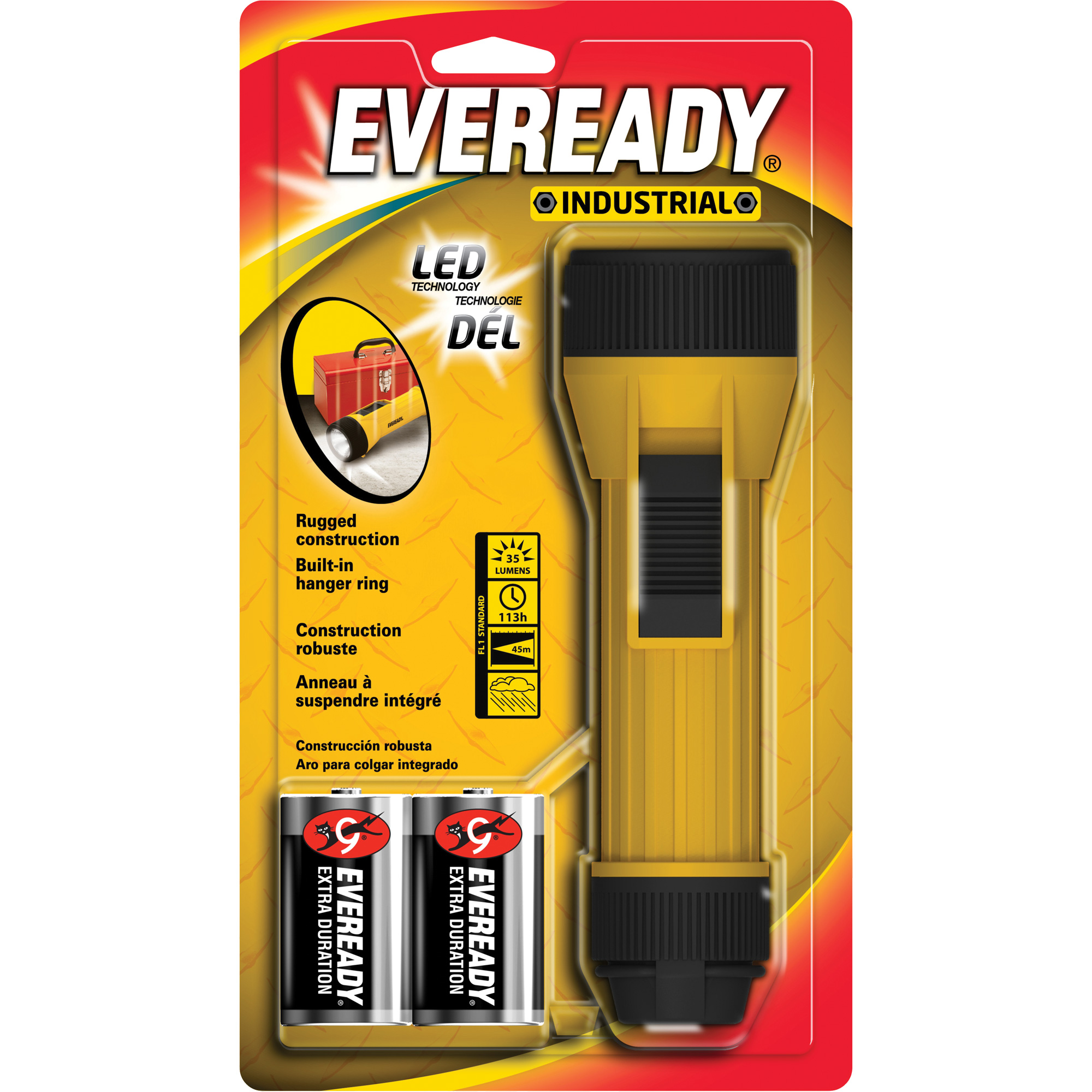 Lampe de poche industrielle et économique EvereadyMD, DEL, 35 lumens, Piles D