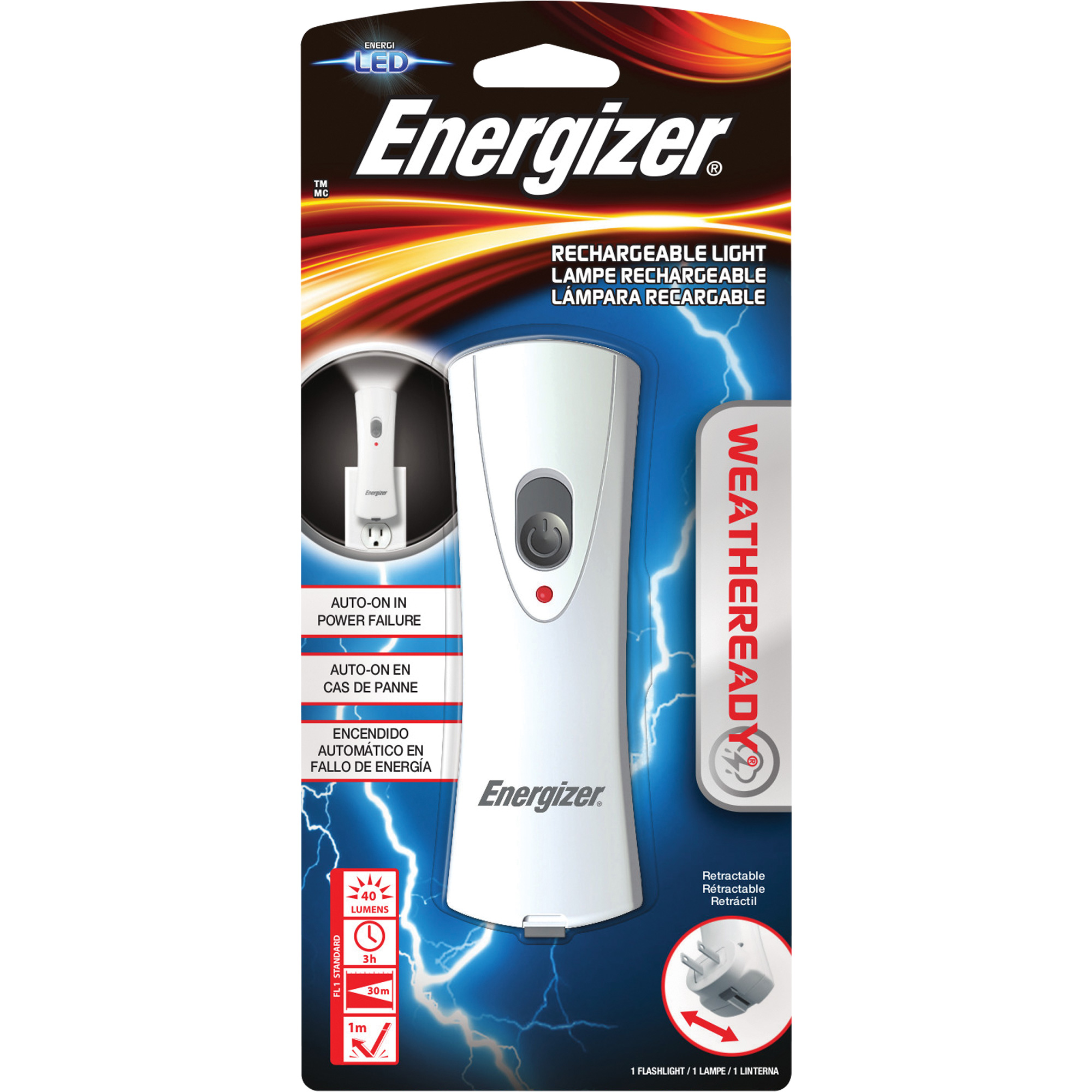 Lampe de poche WeathereadyMD, DEL, 40 lumens, Piles Rechargeable