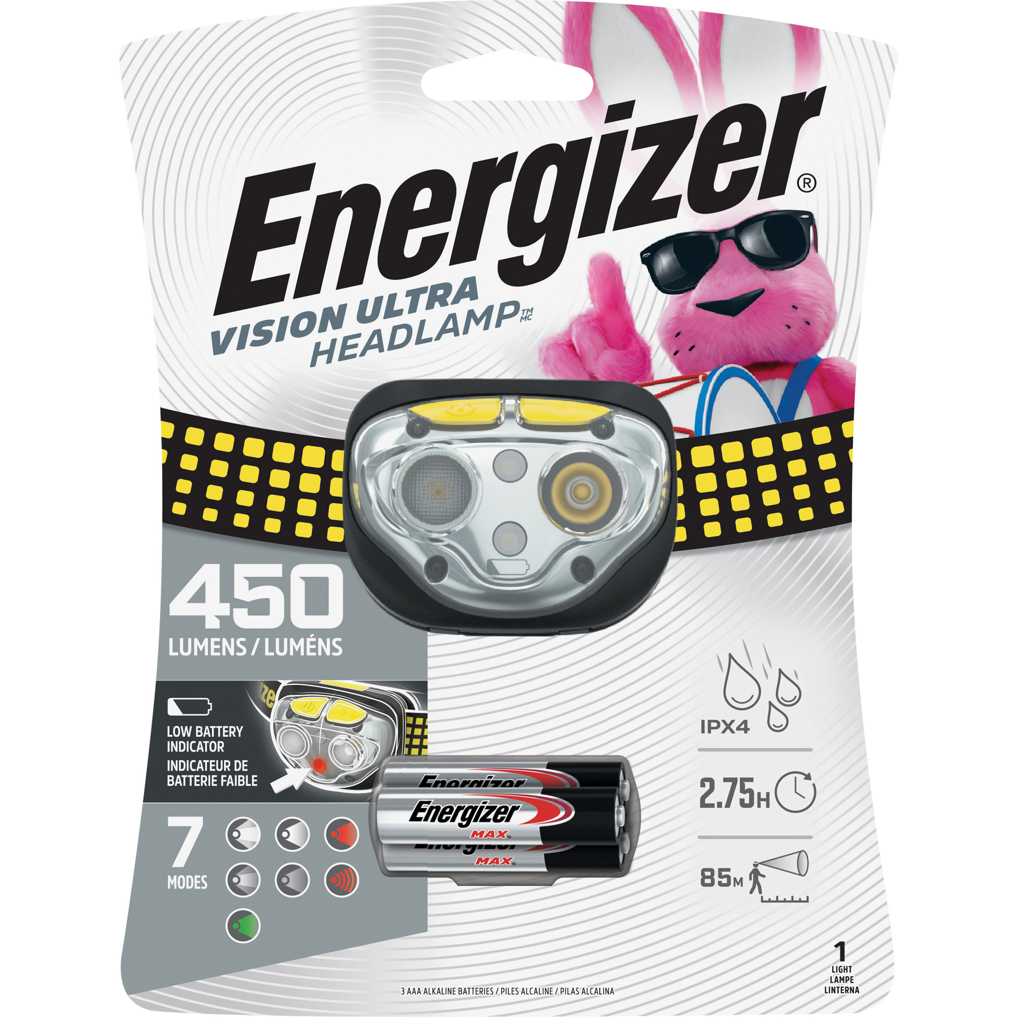 Lampe frontale industrielle Vision UltraMC, DEL, 450 lumens, 2 hres de fonctionnement, piles AAA