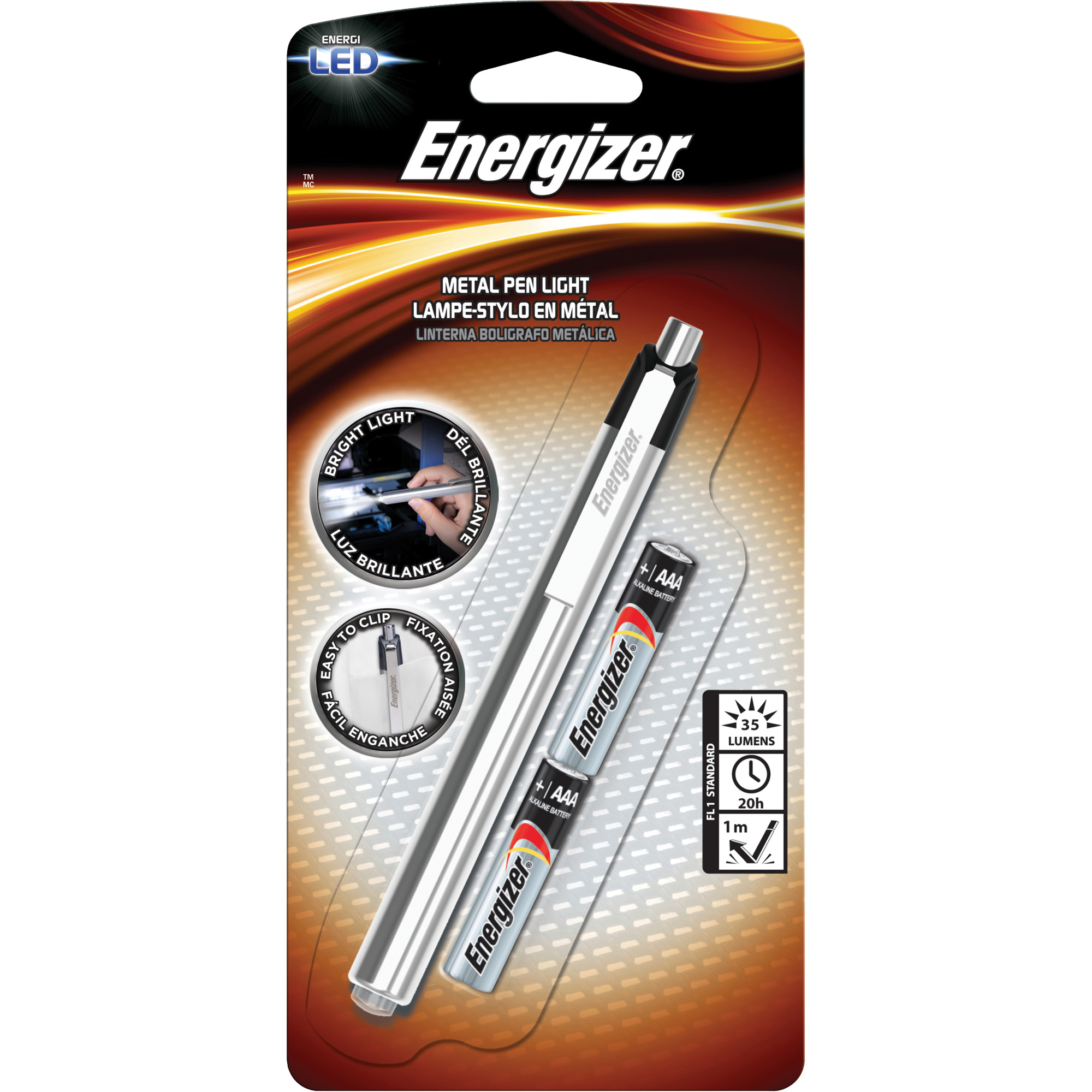 Lampe stylo, DEL, 35 lumens, Corps en Aluminium, piles AAA, Compris