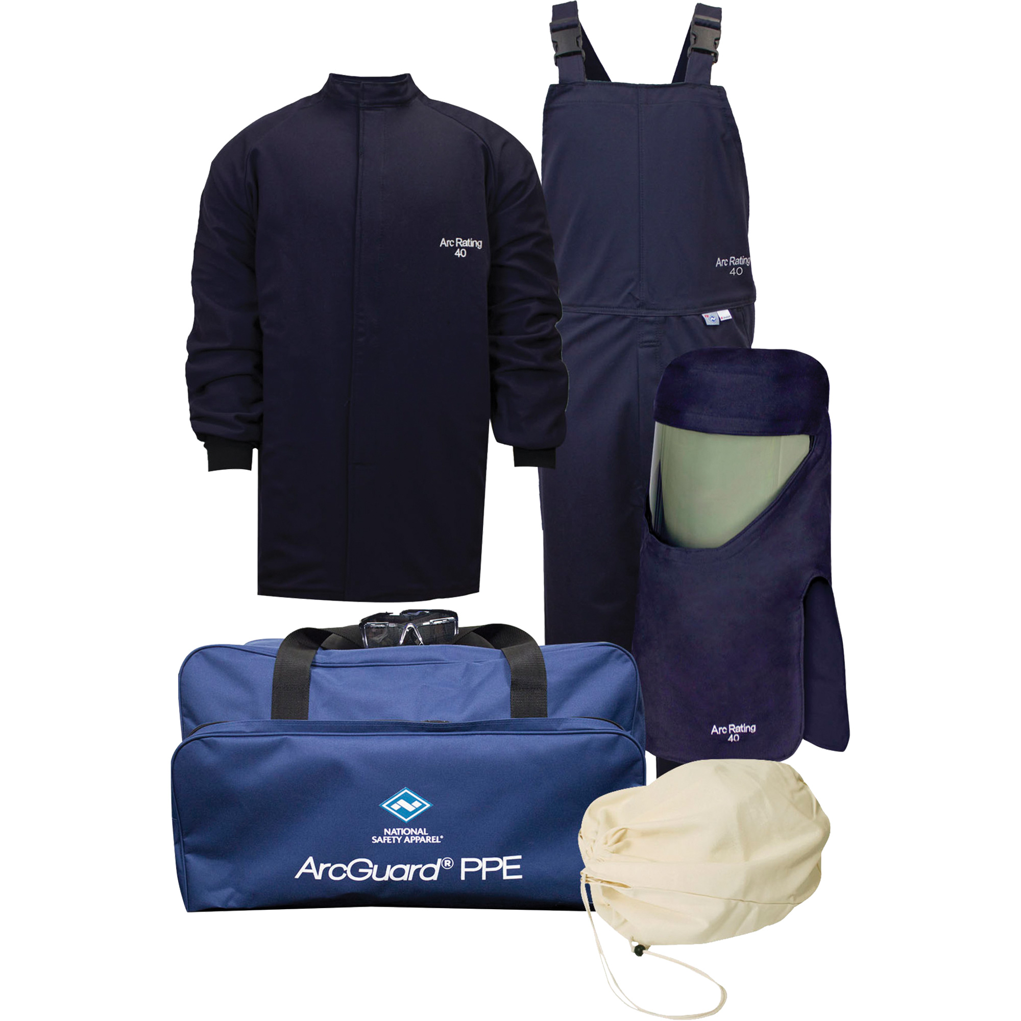 Ensemble de vêtements TG contre l'arc électrique avec capuchon à levée avant Arcguard Revolite, 40 cal/cm²