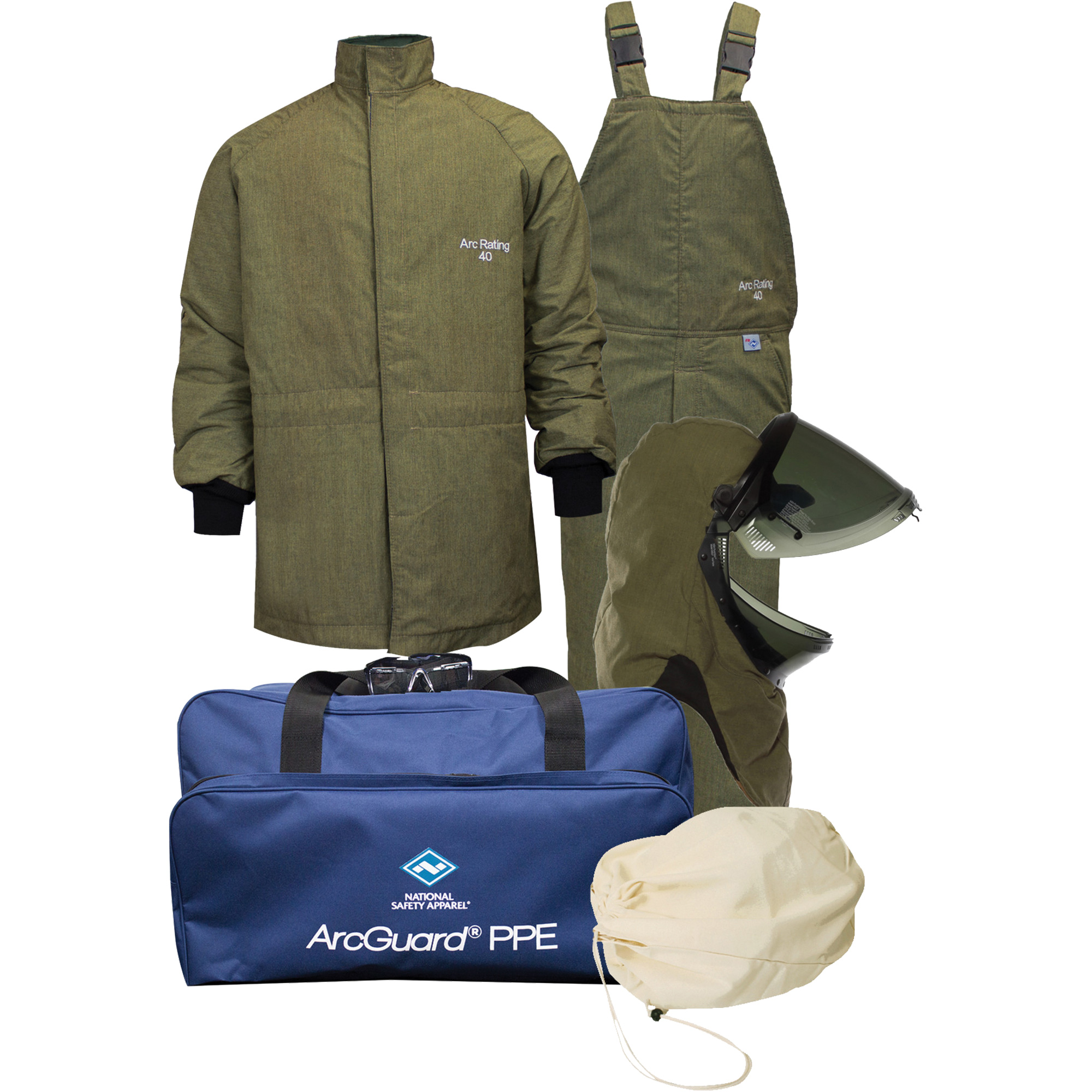 Ensemble de vêtements petits contre l'arc électrique avec capuchon à levée avant Arcguard Revolite, 40 cal/cm²