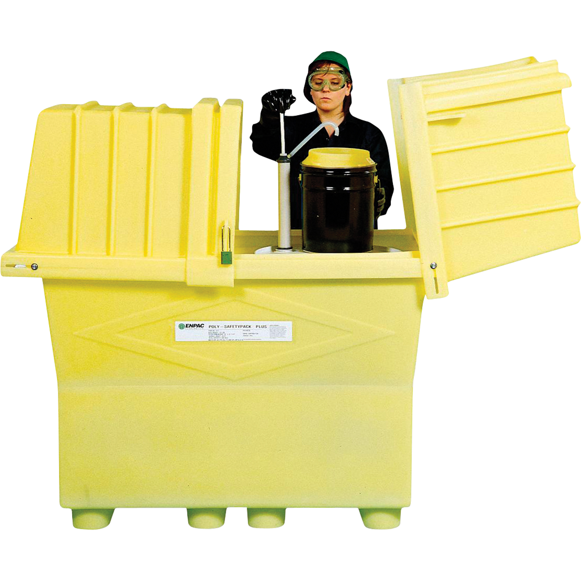 Contenants Poly-SafetypackMD plus avec drain, 60,25" lo x 34,5" la x 64" h, Capacité de charge 1200 lb