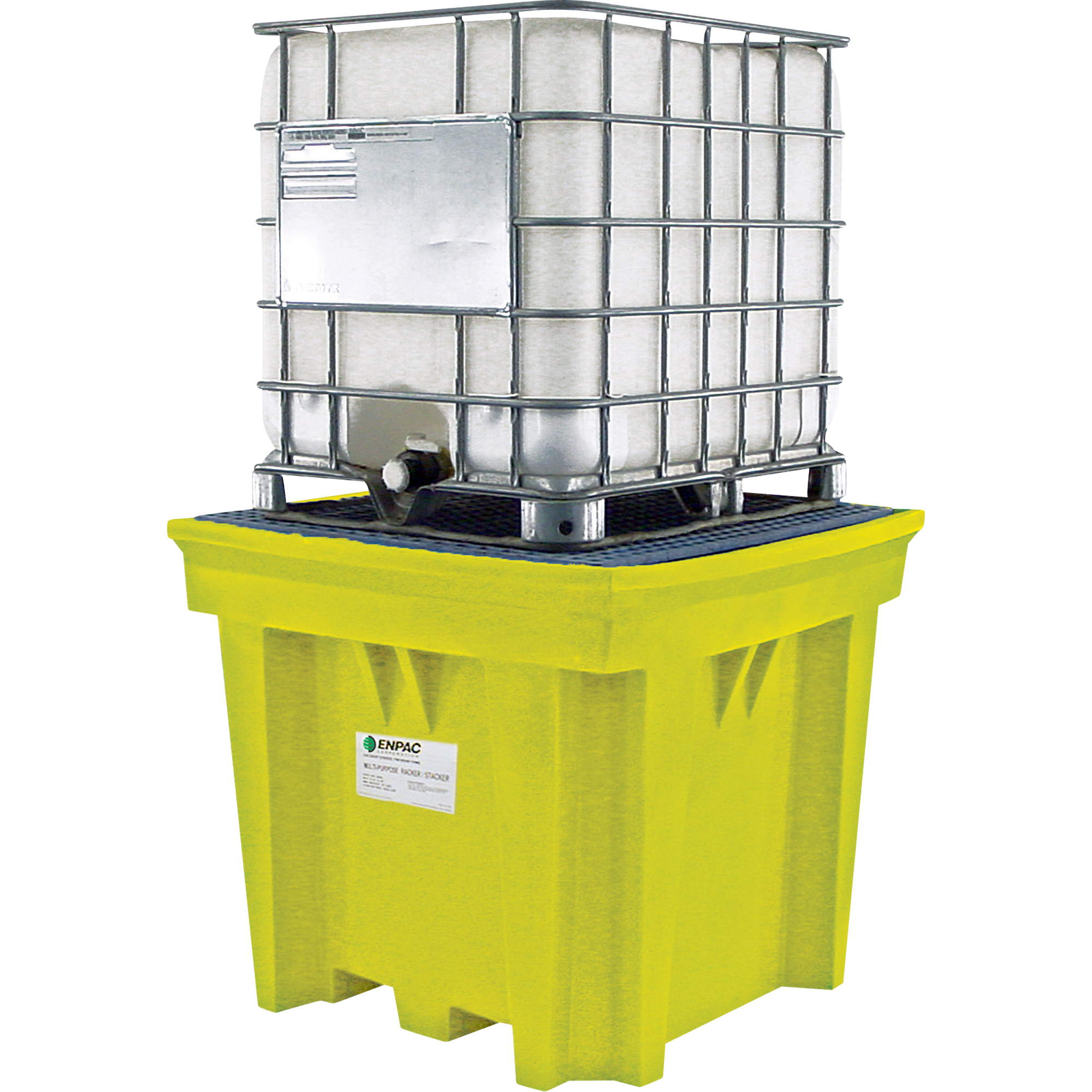 GRV Space-SaverMC avec drain, Capacité de déversement 275 gal. US, 57" x 57" x 48"