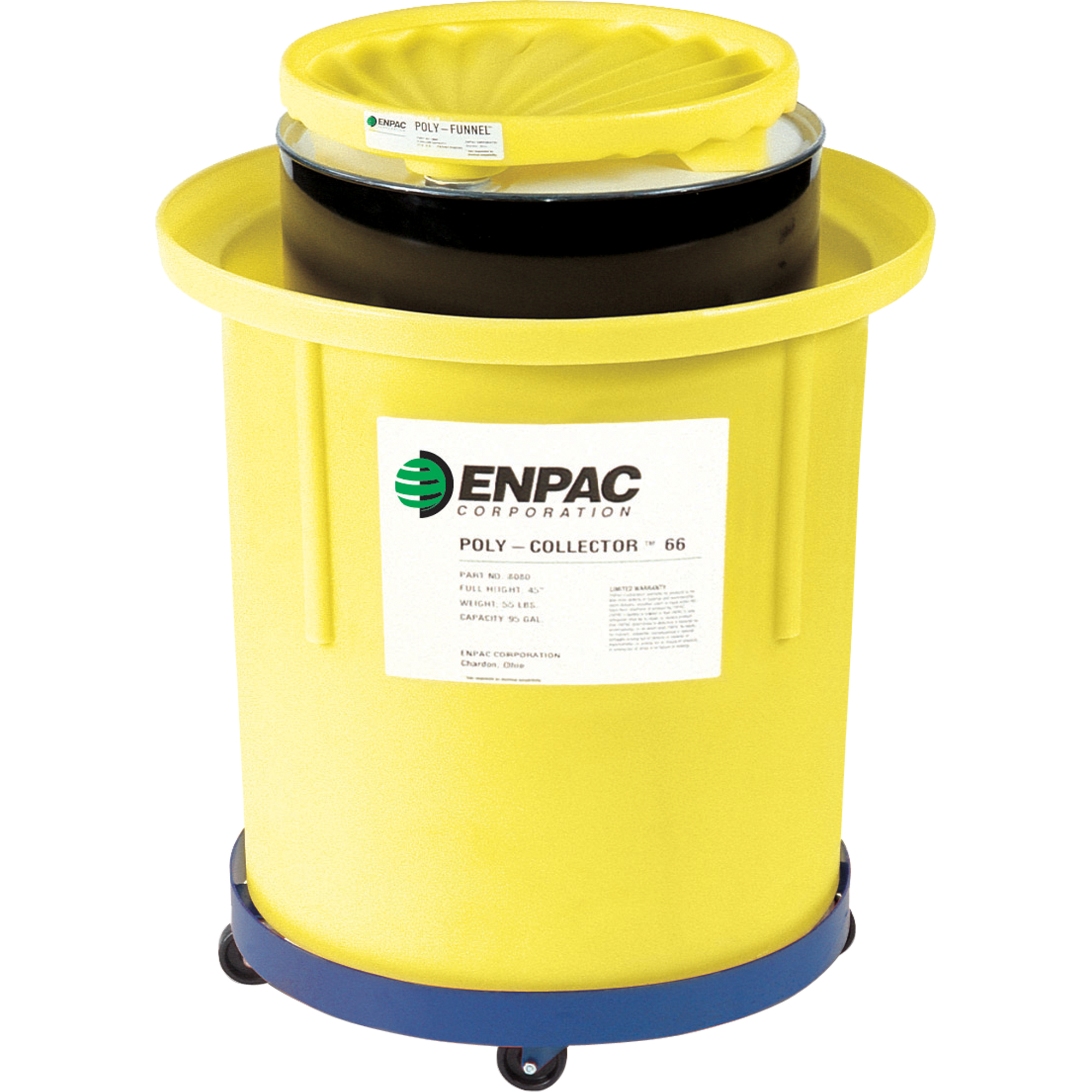 Poly-CollectorMC 110 avec baril en acier, 31,75" dia. x 49" h, Cap. de déversement 103 gal. US