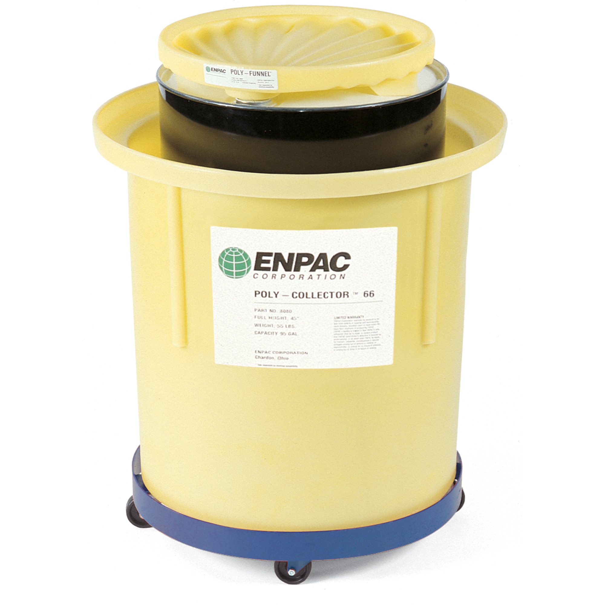 Poly-CollectorMC 66 avec baril en acier, 32,5" dia. x 42" h, Cap. de déversement 70 gal. US