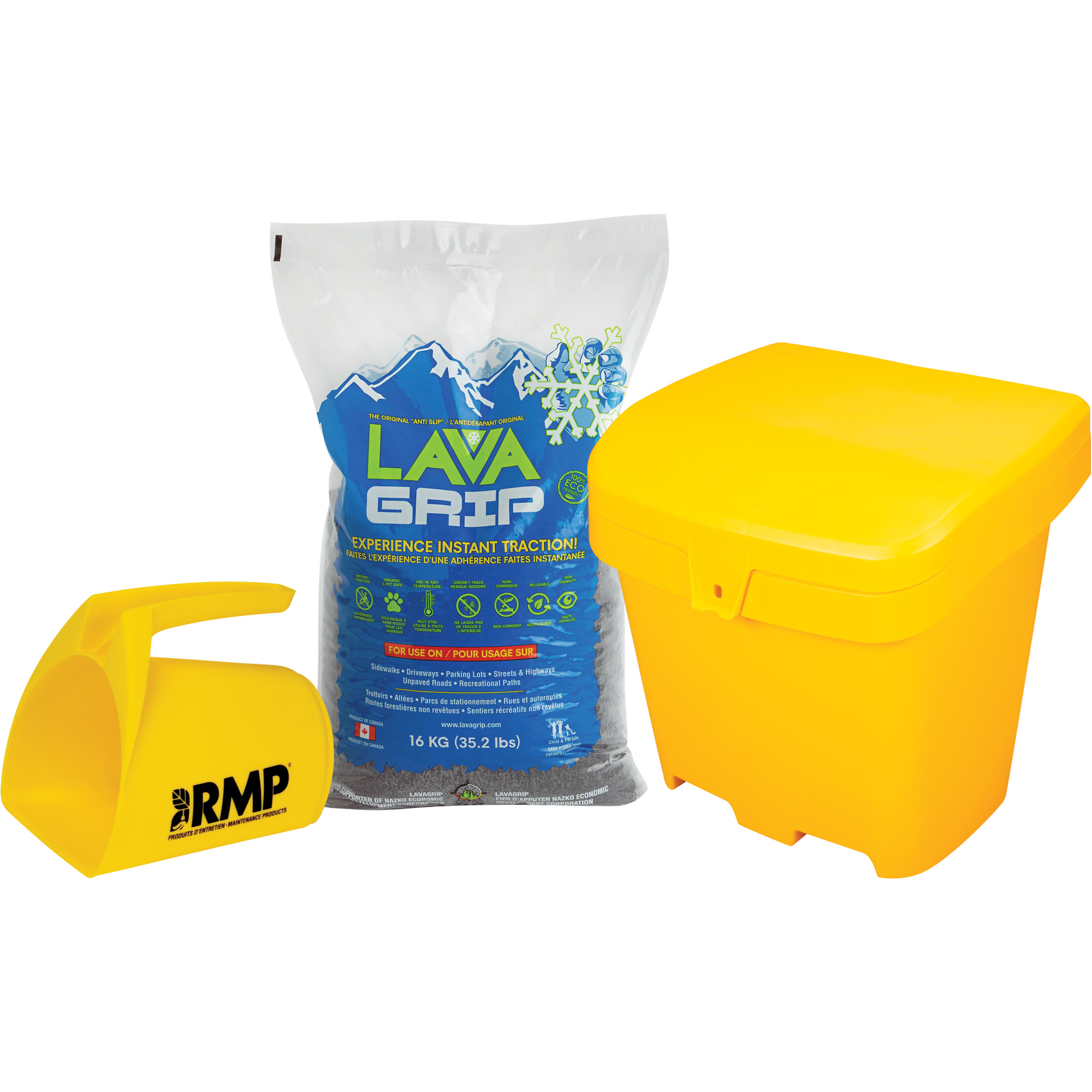 Ensemble d'aide à la traction LavaGrip avec 77 sacs, Taille du conteneur 35,3 lb (16 kg), Sac