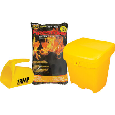 Ensemble de produit de déglaçage intense FirestormMC avec 56 sacs, Sac, 44 lb (20 kg), Point de fonte -32°C (-25°F)