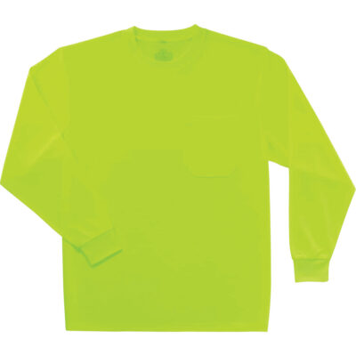 Chandail à manches longues non certifié GloWear 8091, Polyester, Grand, Jaune lime haute visibilité