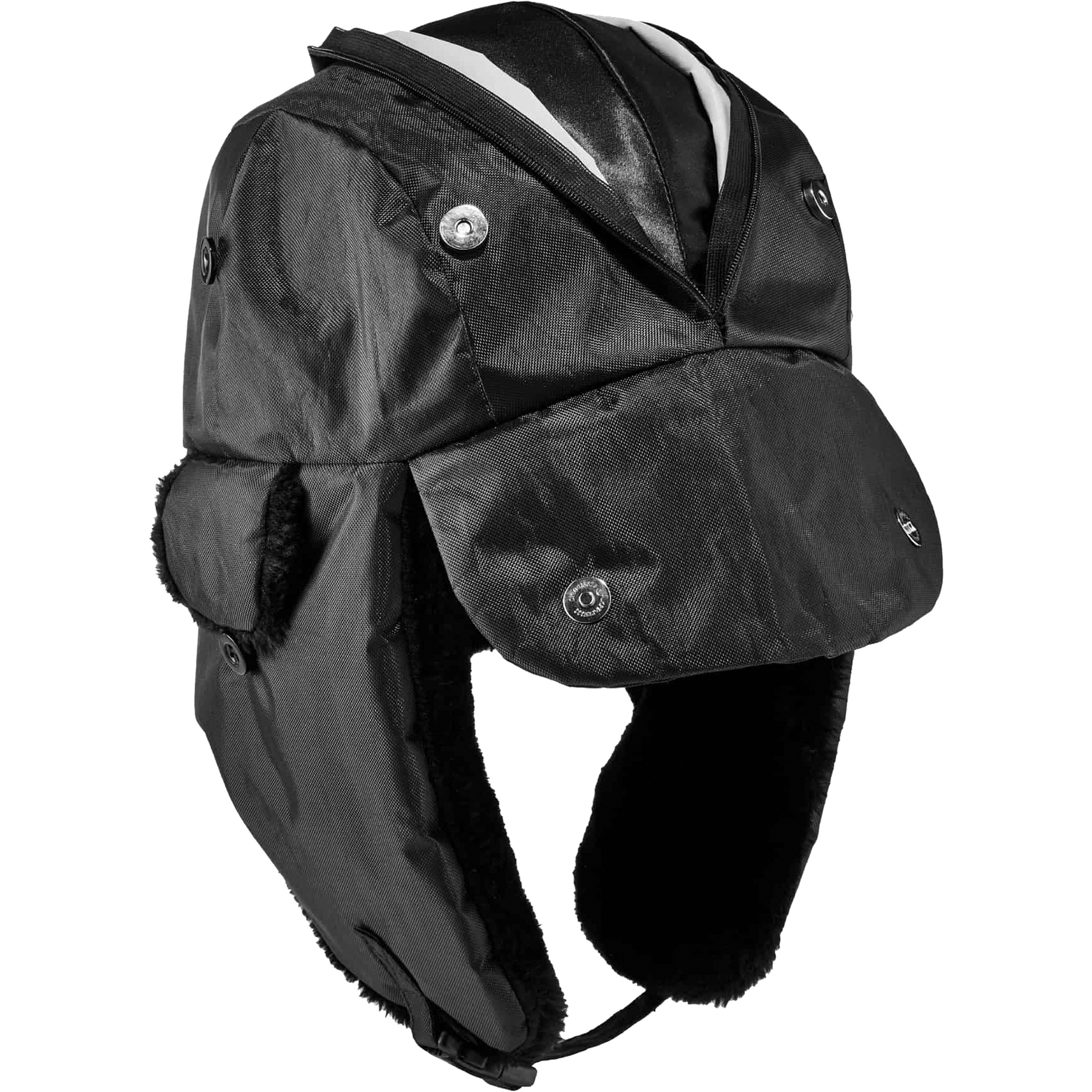 Chapeau de trappeur avec fermeture à glissière N-FernoMD, Doublure en Polyuréthane/Satin, Grand/T-Grand, Noir