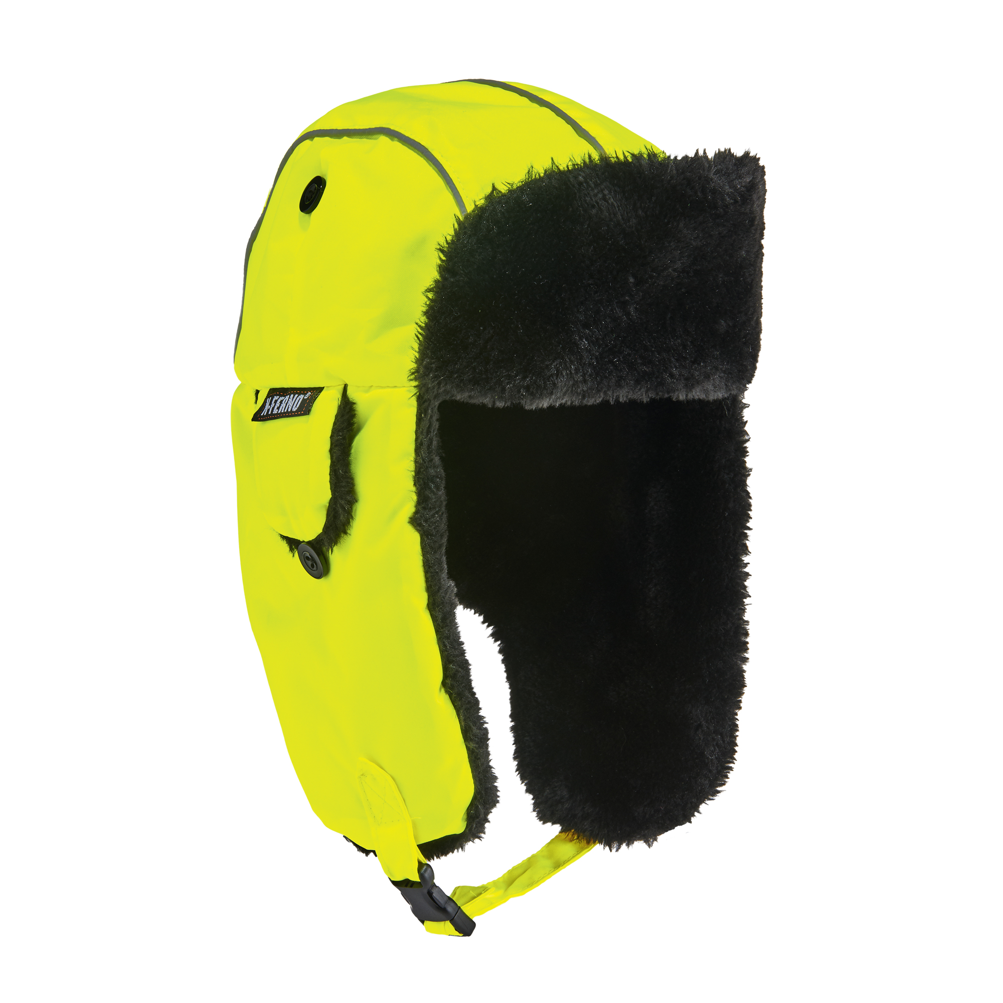 Chapeau de trappeur classique N-FernoMD 6802, Doublure en Fourrure synthétique, Grand/T-Grand, Vert lime haute visibilité