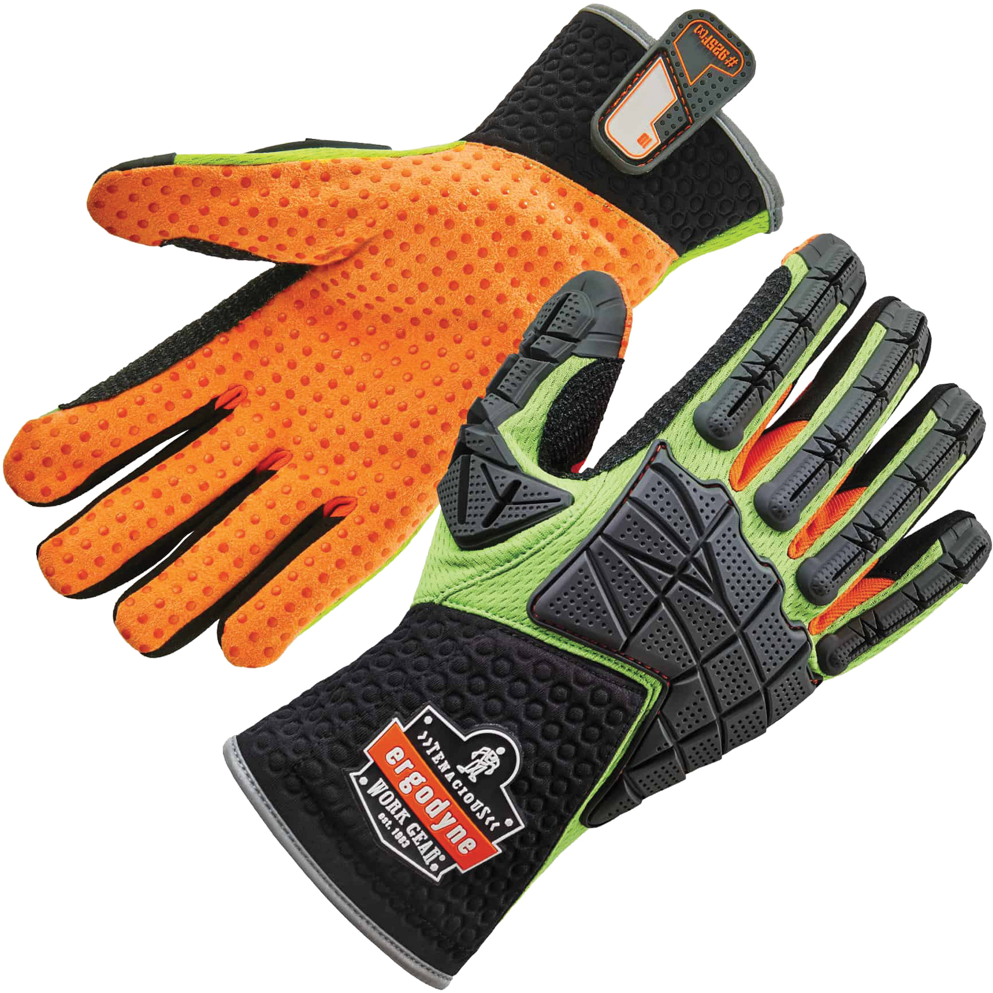 Gants à dos absorbeur d'impacts ProFlexMD 925F(X), 2T-Grand, Paume en Cuir refendu, Poignet À enfiler