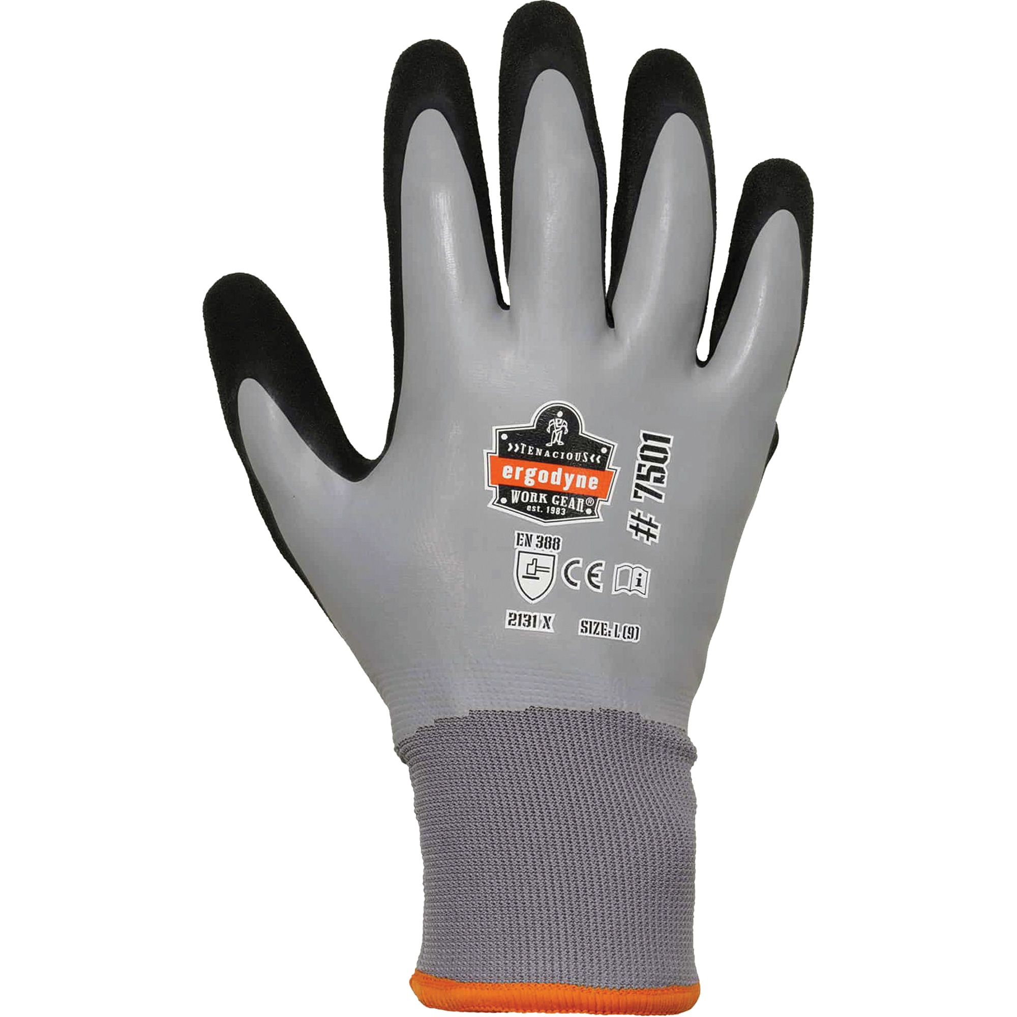 Gants de travail Hydrofuges et enduits pour l'hiver ProFlex 7501, Grand, Rêvetement Nitrile/Latex, Calibre 10/15, Enveloppe en Polyester