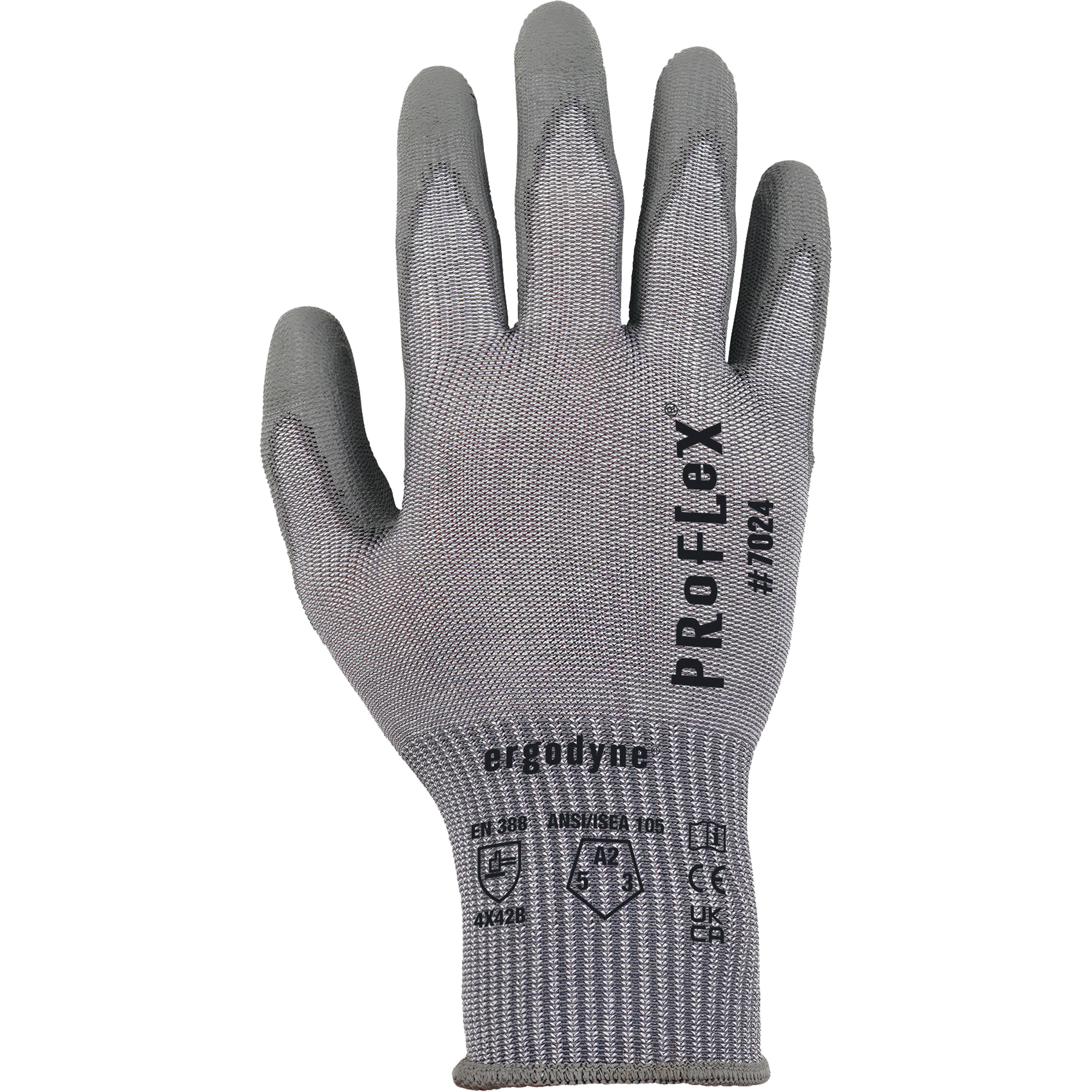 Gants résistant à la coupe Proflex 7024, Taille Grand, Calibre 13, Revêtement Polyuréthane, Enveloppe en Polyester/PEHP/Spandex, ASTM ANSI niveau A2/EN 388 niveau B